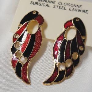 New Vintage Genuine Cloisonne Bird Earrings -Parrot